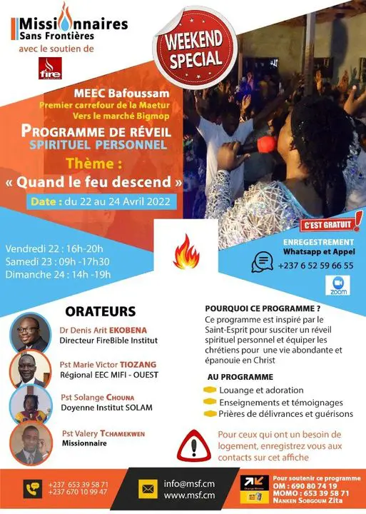 Affiche — Programme de réveil spirituel : Quand le feu descend