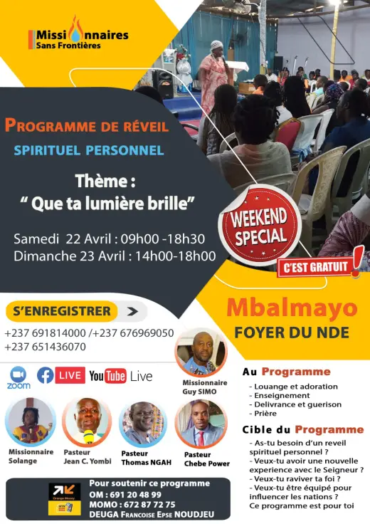 Affiche — Programme de réveil spirituel : Que ta lumière brille