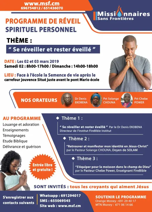 Affiche — Programme de réveil spirituel : Se réveiller et rester éveillé