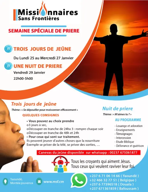 Affiche — Semaine spéciale de prière : trois jours de jeûne et une nuit de prière